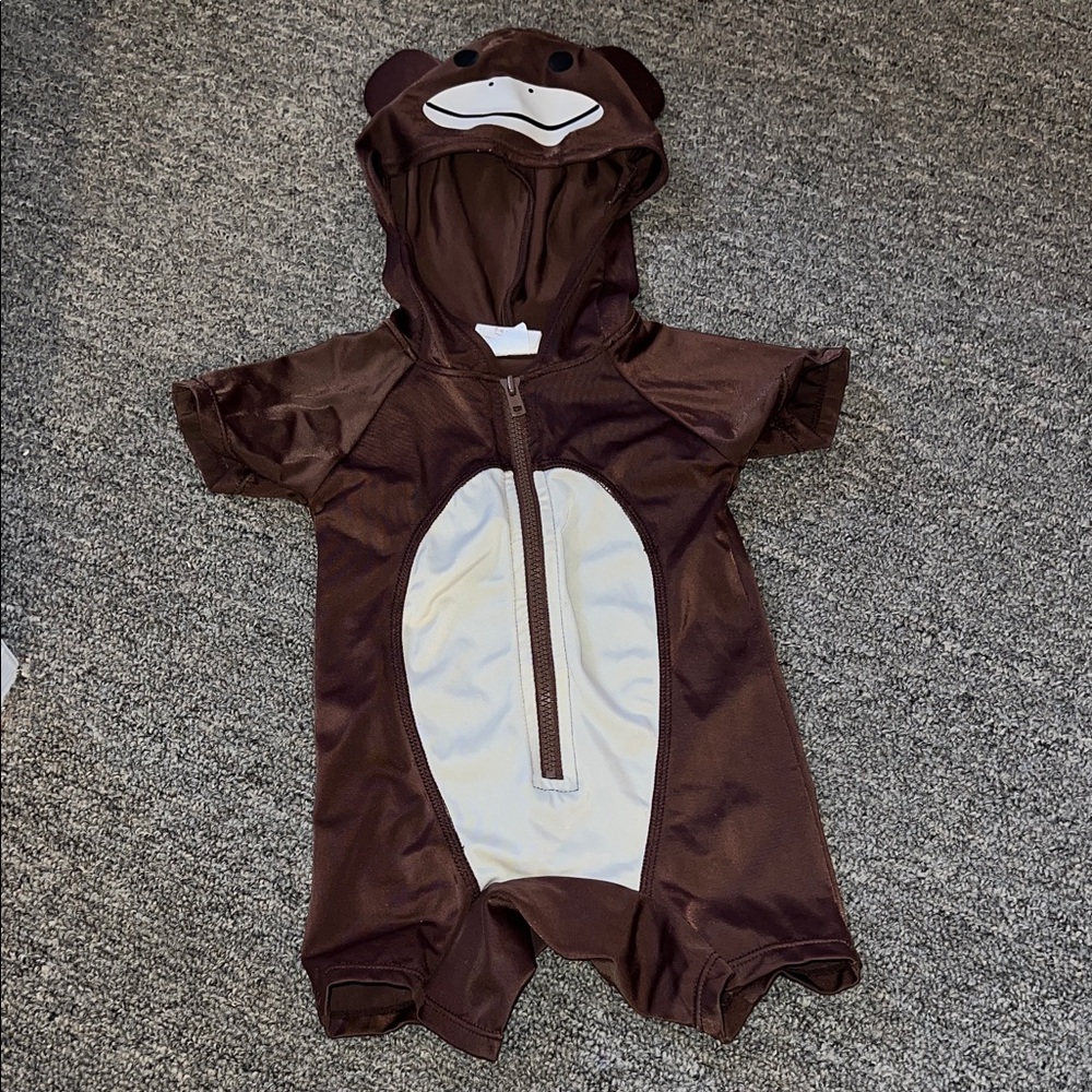 Adorable Brown Monkey Baby Swimsuit Vintage